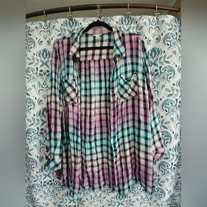 Cato Multicolor Plaid Button Down Shirt